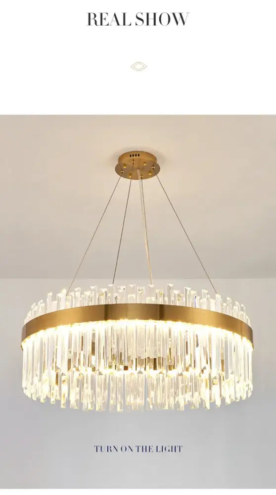 Modern gold luxury modest crystal chandelier dining room light