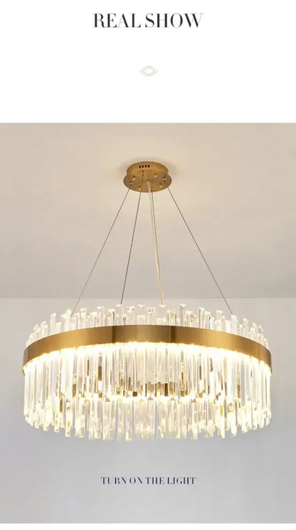 Modern gold luxury modest crystal chandelier dining room light