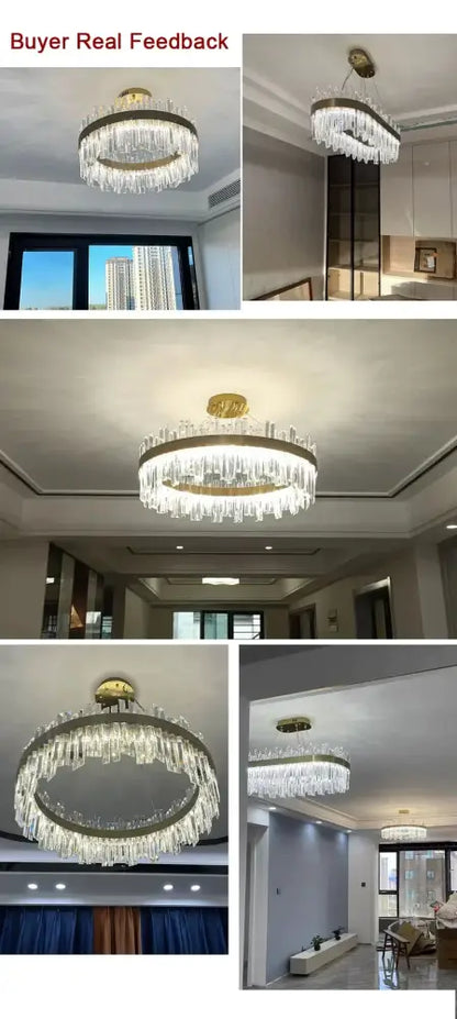 Modern gold luxury modest crystal chandelier dining room light