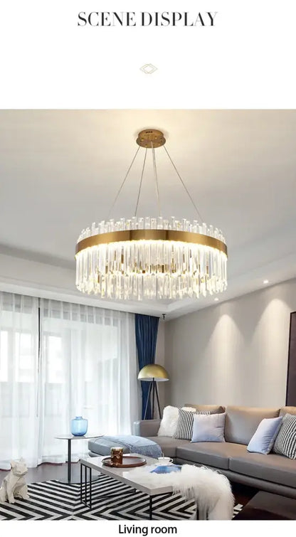 Modern gold luxury modest crystal chandelier dining room light