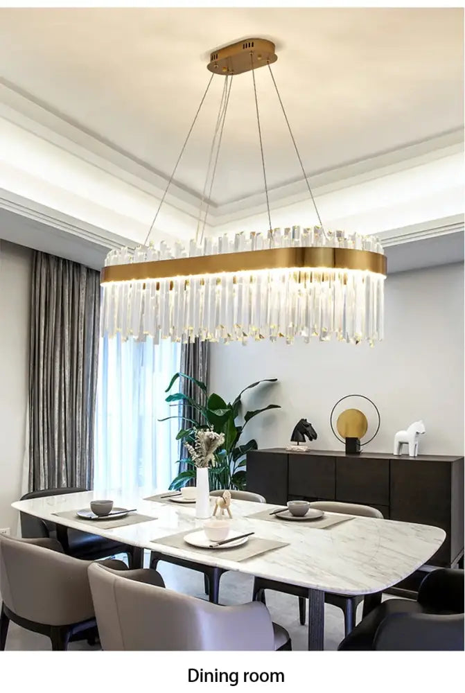Modern gold luxury modest crystal chandelier dining room light