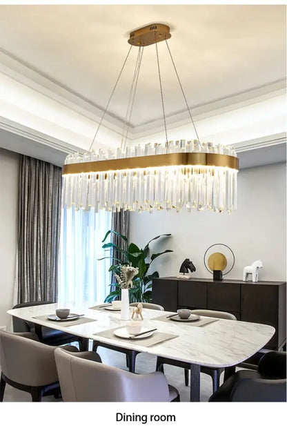 Modern gold luxury modest crystal chandelier dining room light