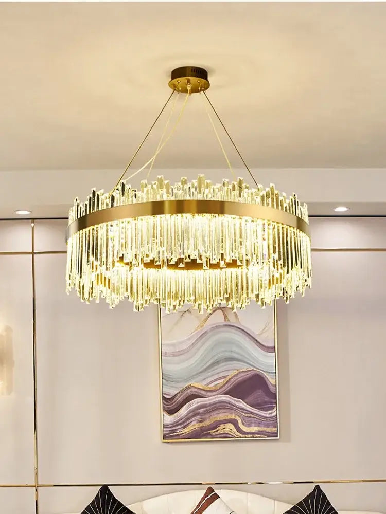 Modern gold luxury modest crystal chandelier dining room light