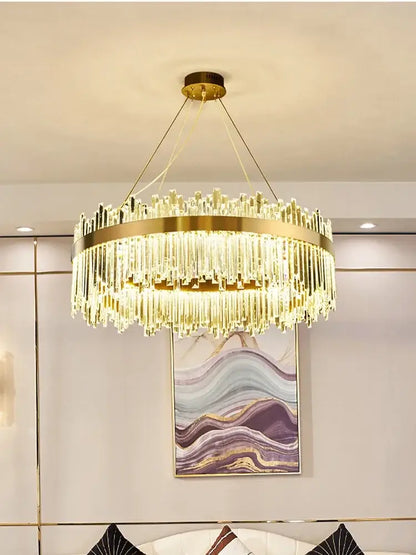 Modern gold luxury modest crystal chandelier dining room light