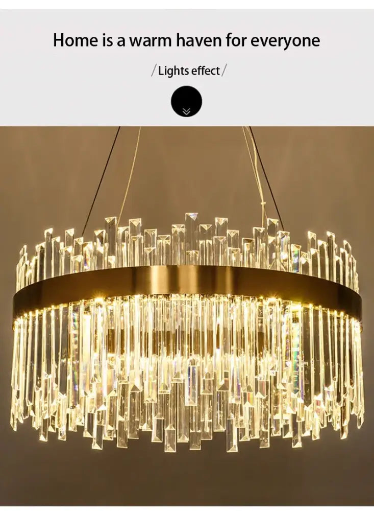 Modern gold luxury modest crystal chandelier dining room light