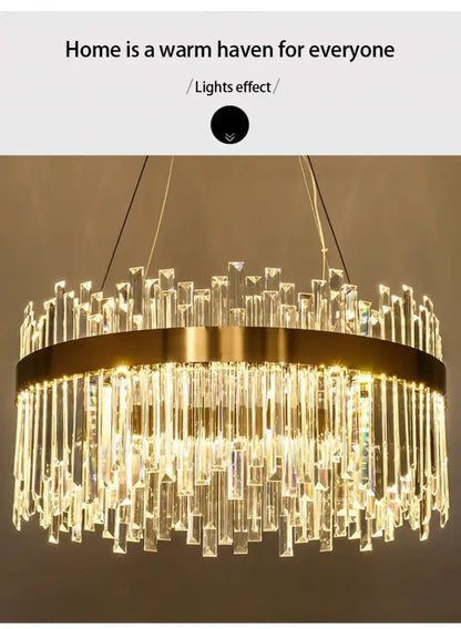 Modern gold luxury modest crystal chandelier dining room light