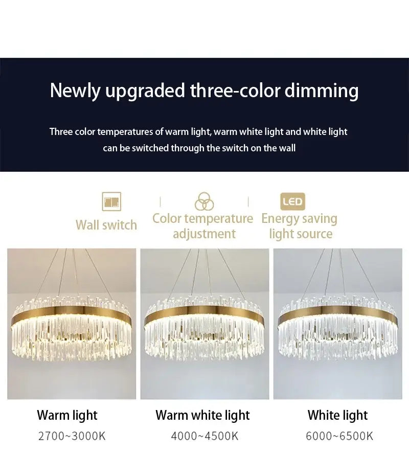 Modern gold luxury modest crystal chandelier dining room light