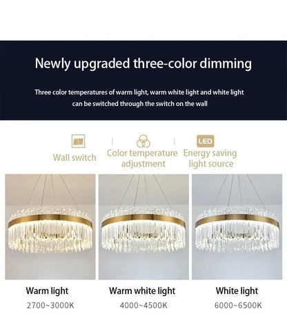 Modern gold luxury modest crystal chandelier dining room light