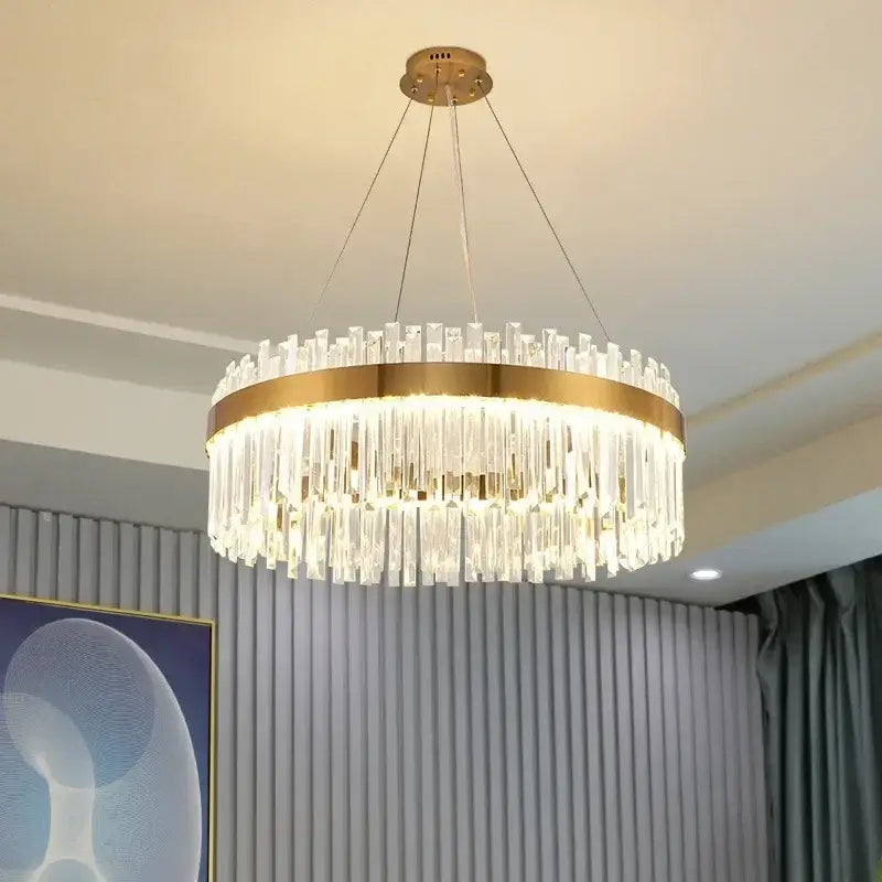 Modern gold luxury modest crystal chandelier dining room light