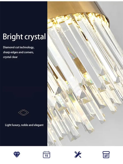 Modern gold luxury modest crystal chandelier dining room light