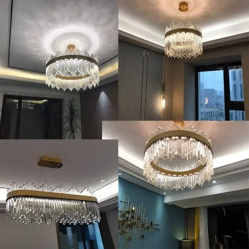 Modern gold luxury modest crystal chandelier dining room light