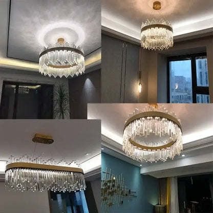 Modern gold luxury modest crystal chandelier dining room light