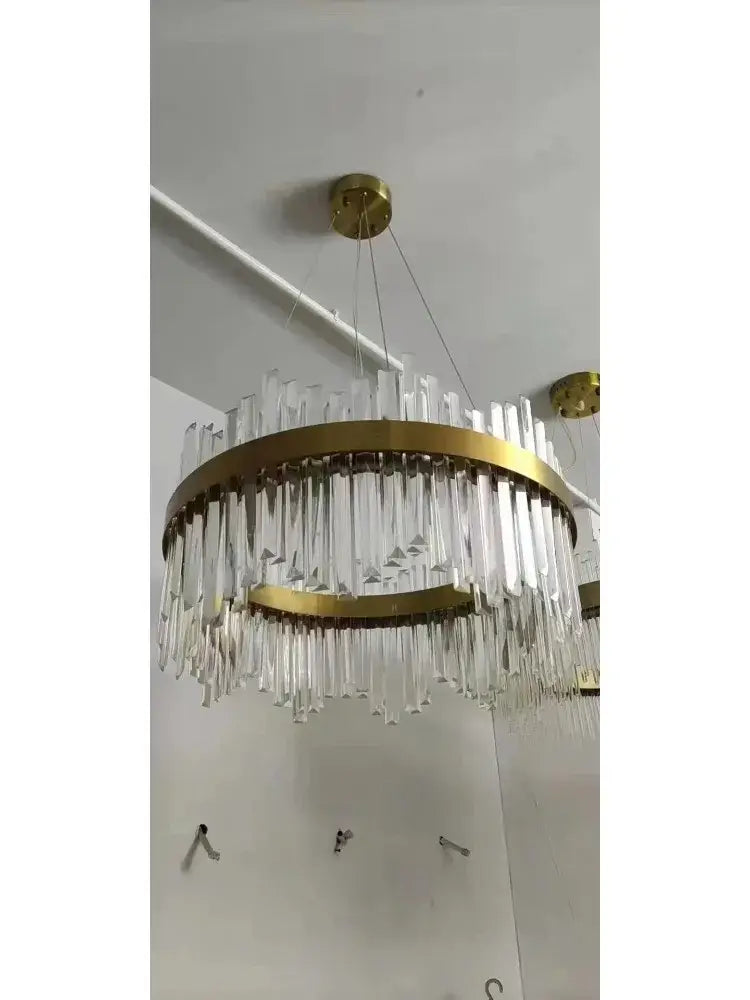 Modern gold luxury modest crystal chandelier dining room light