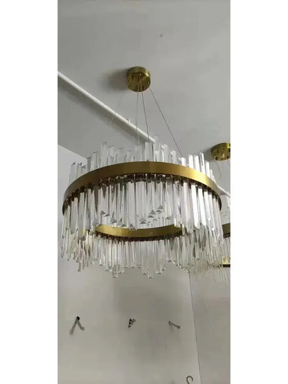 Modern gold luxury modest crystal chandelier dining room light