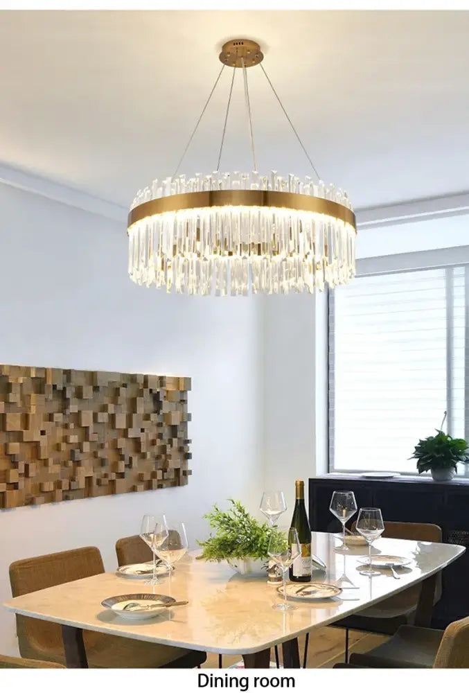 Modern gold luxury modest crystal chandelier dining room light