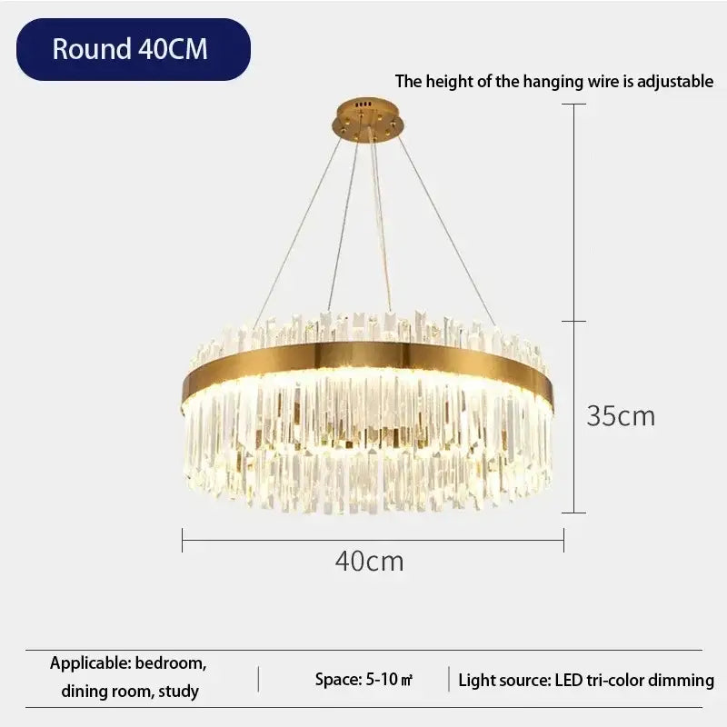 Modern gold luxury modest crystal chandelier dining room light