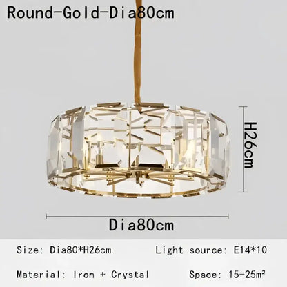 crystal pendant chandelier gold living room light