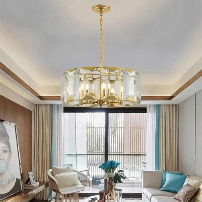 crystal pendant chandelier gold living room light
