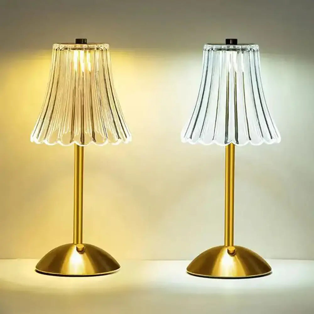 Crystal retro table lamp gold dimming led bedroom light