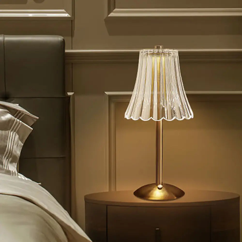 Crystal retro table lamp gold dimming led bedroom light