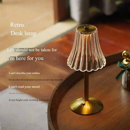 Crystal retro table lamp gold dimming led bedroom light