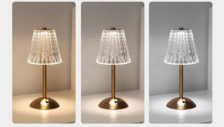 Crystal retro table lamp gold dimming led bedroom light
