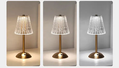 Crystal retro table lamp gold dimming led bedroom light