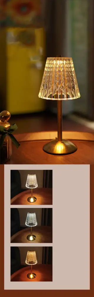 Crystal retro table lamp gold dimming led bedroom light