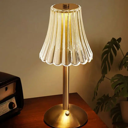 Crystal retro table lamp gold dimming led bedroom light