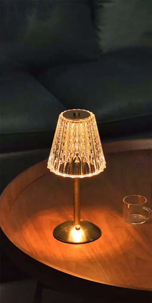 Crystal retro table lamp gold dimming led bedroom light