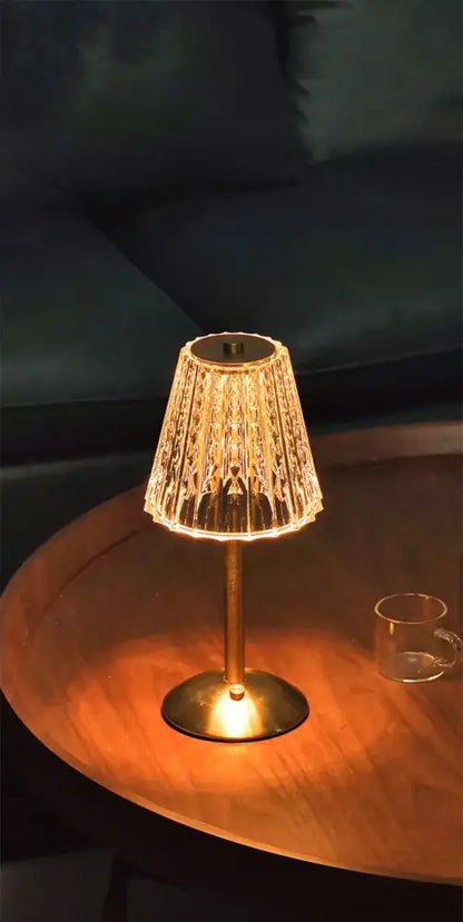 Crystal retro table lamp gold dimming led bedroom light