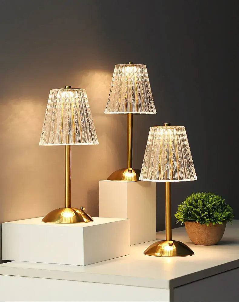 Crystal retro table lamp gold dimming led bedroom light