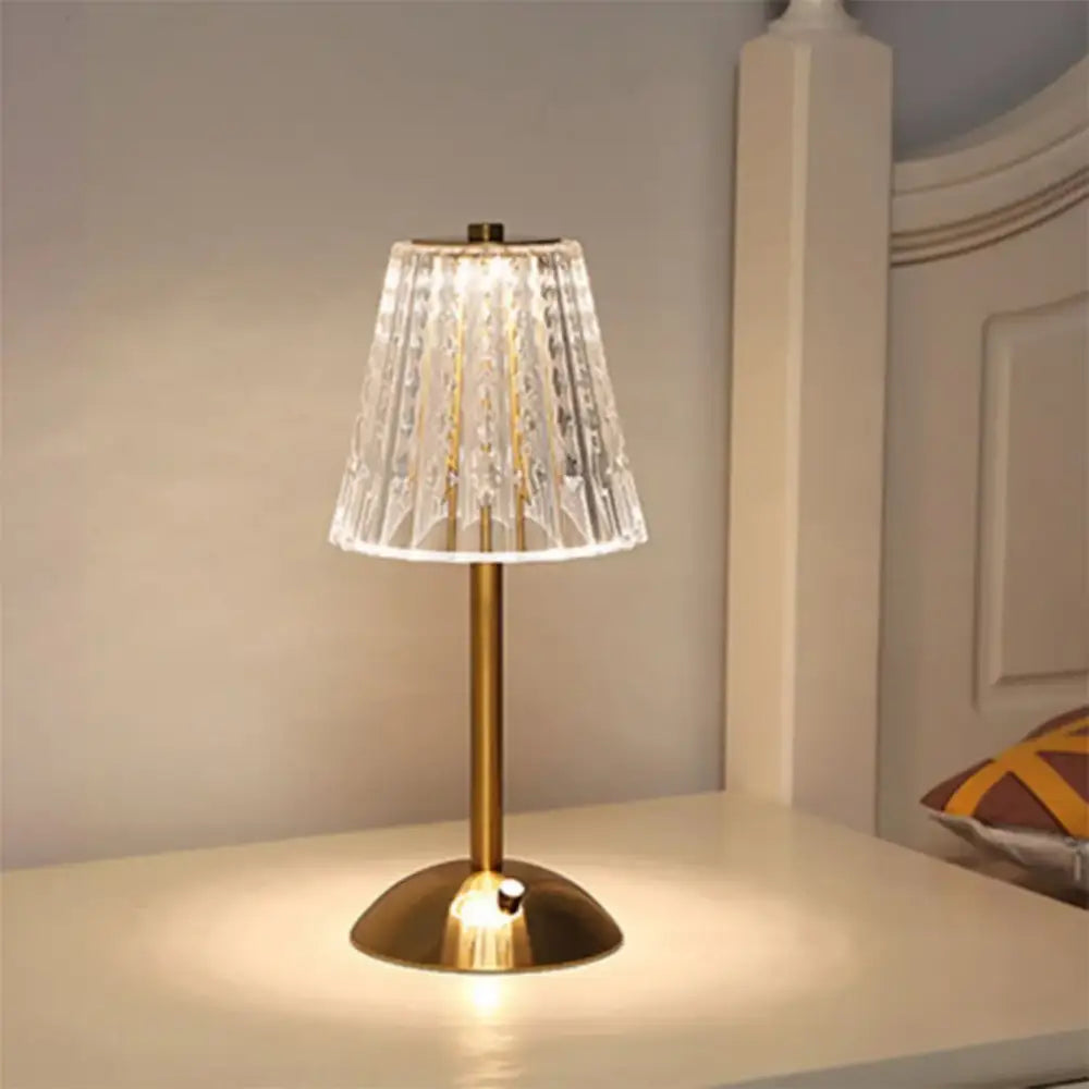 Crystal retro table lamp gold dimming led bedroom light