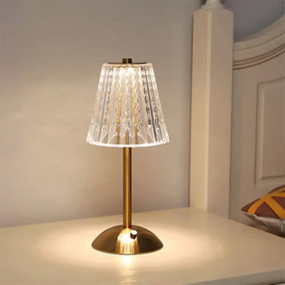 Crystal retro table lamp gold dimming led bedroom light