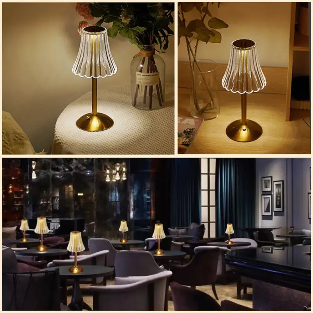 Crystal retro table lamp gold dimming led bedroom light
