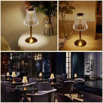 Crystal retro table lamp gold dimming led bedroom light