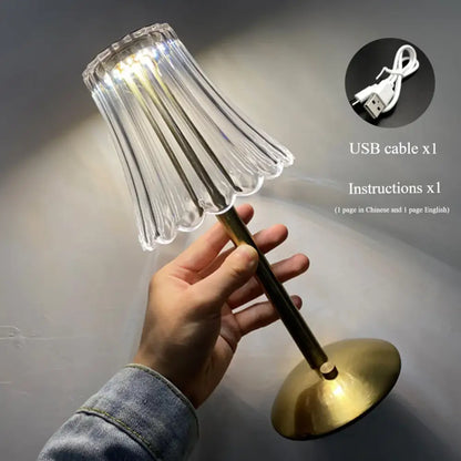 Crystal retro table lamp gold dimming led bedroom light