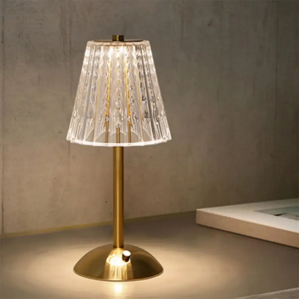 Crystal retro table lamp gold dimming led bedroom light