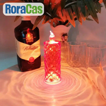 crystal rose red led candle night light for bedroom