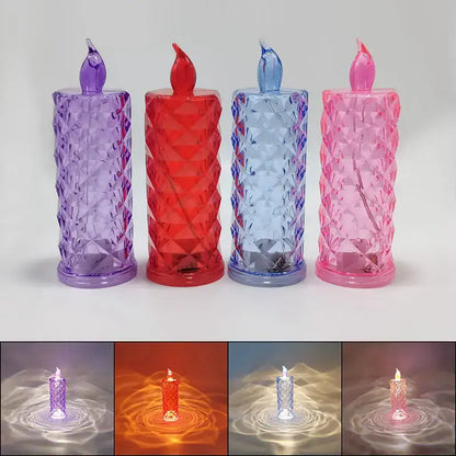 crystal rose red led candle night light for bedroom