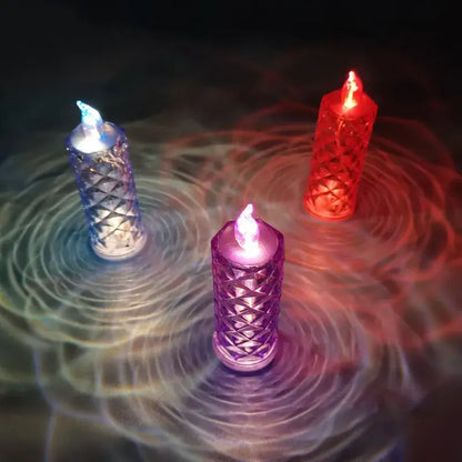 crystal rose red led candle night light for bedroom