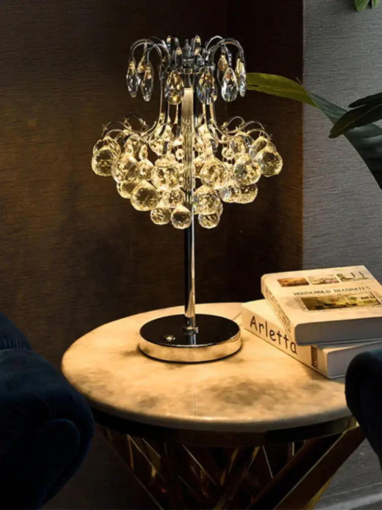 crystal table lamp golden chandelier bedroom light