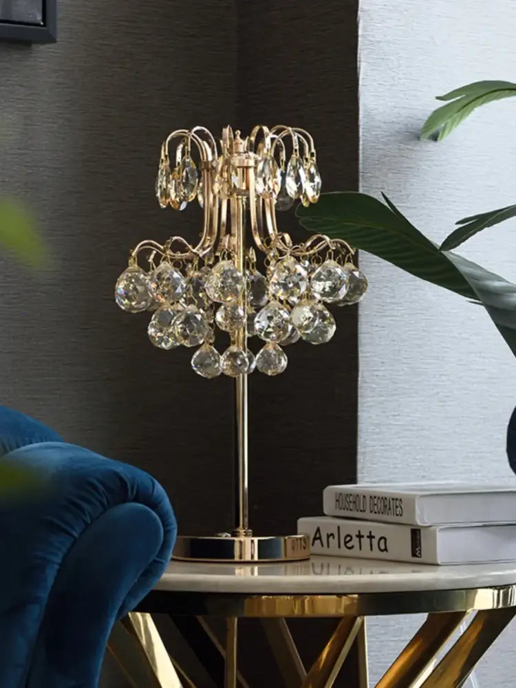 crystal table lamp golden chandelier bedroom light