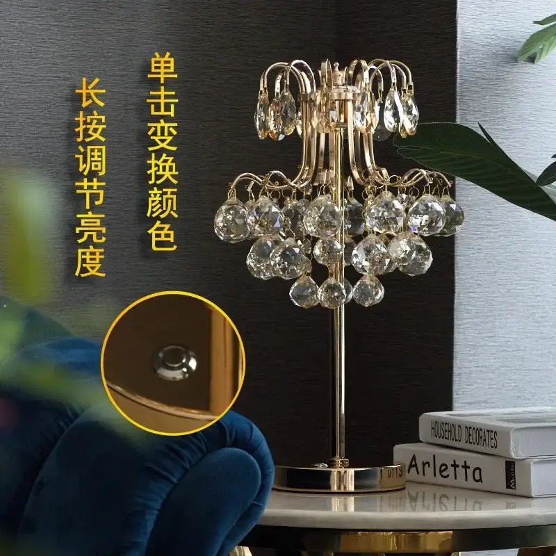 crystal table lamp golden chandelier bedroom light