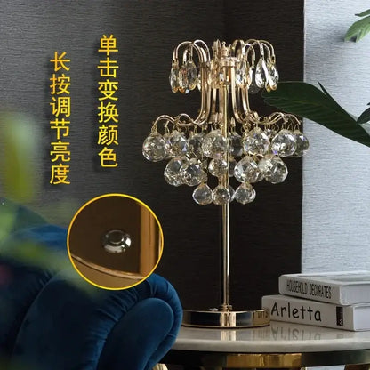 crystal table lamp golden chandelier bedroom light