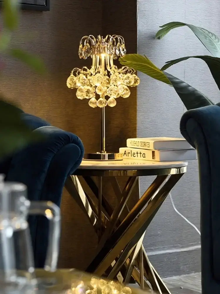 Decorbites crystal table lamp golden chandelier bedroom light