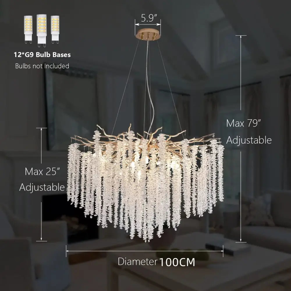crystal tassel gold branch chandelier dining room light