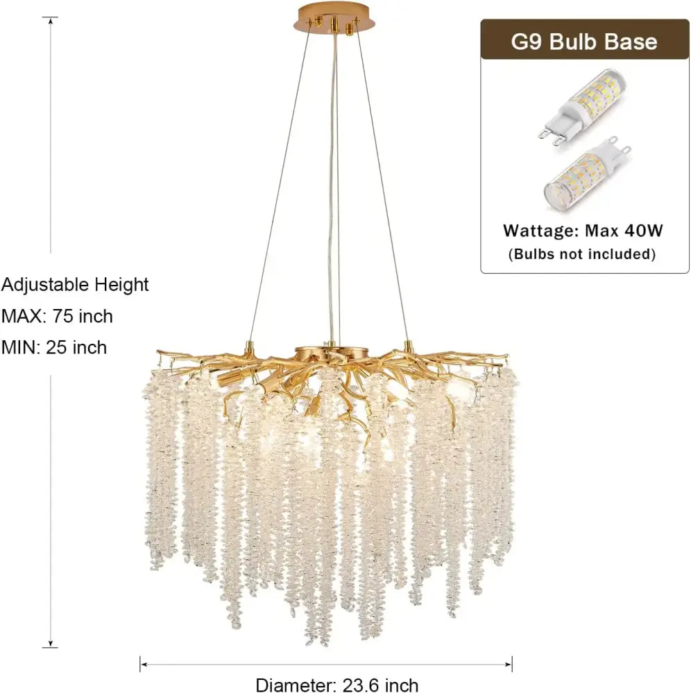 crystal tassel gold branch chandelier dining room light