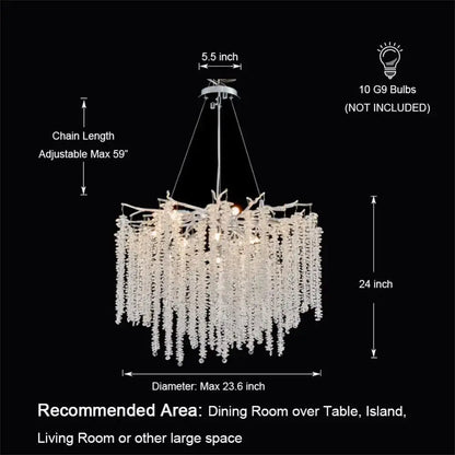 crystal tassel gold branch chandelier dining room light