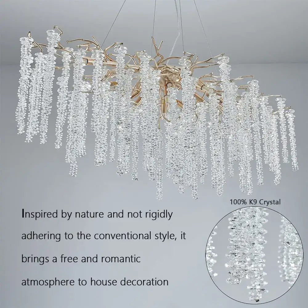 crystal tassel gold branch chandelier dining room light